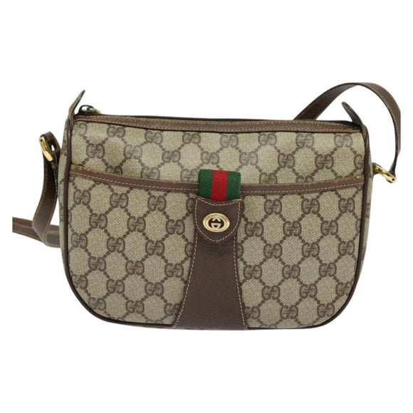 GUCCI GG Supreme Web Sherry Line Shoulder Bag PVC Beige 39 02 032 Auth ki5847