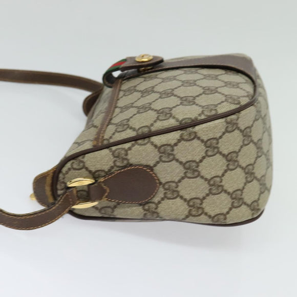 GUCCI GG Supreme Web Sherry Line Shoulder Bag PVC Beige 39 02 032 Auth ki5847