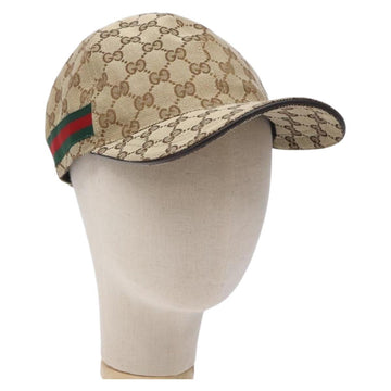 GUCCI GG Canvas Baseball Cap L Beige Red Green 200035 Auth ki5852