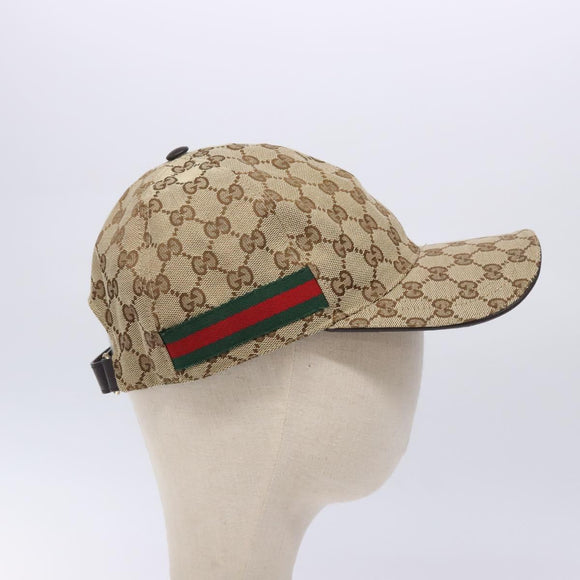 GUCCI GG Canvas Baseball Cap L Beige Red Green 200035 Auth ki5852