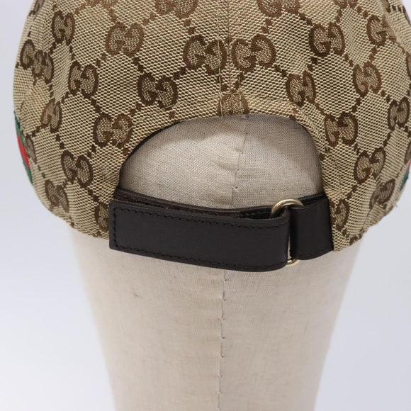 GUCCI GG Canvas Baseball Cap L Beige Red Green 200035 Auth ki5852