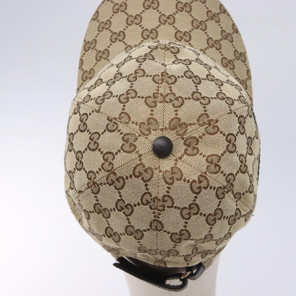 GUCCI GG Canvas Baseball Cap L Beige Red Green 200035 Auth ki5852