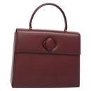 CARTIER Must Line Hand Bag Leather Bordeaux Gold Auth ki5854-1