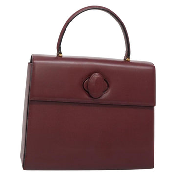 CARTIER Must Line Hand Bag Leather Bordeaux Gold Auth ki5854