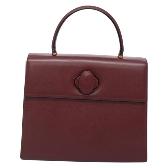 CARTIER Must Line Hand Bag Leather Bordeaux Gold Auth ki5854