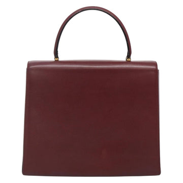 CARTIER Must Line Hand Bag Leather Bordeaux Gold Auth ki5854 - 0