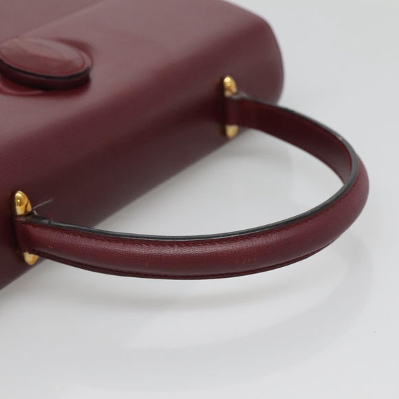 CARTIER Must Line Hand Bag Leather Bordeaux Gold Auth ki5854