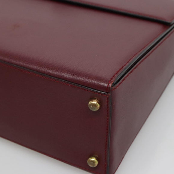 CARTIER Must Line Hand Bag Leather Bordeaux Gold Auth ki5854