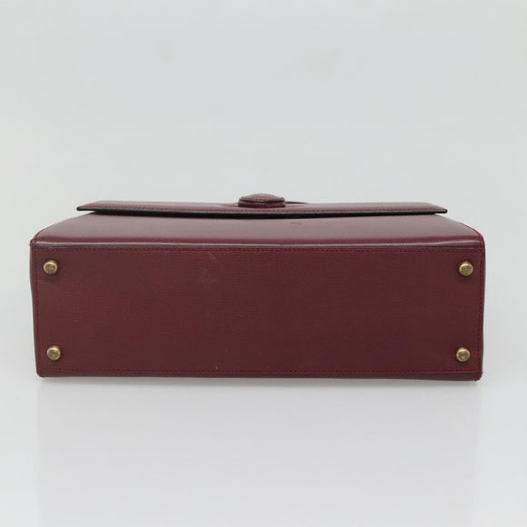 CARTIER Must Line Hand Bag Leather Bordeaux Gold Auth ki5854
