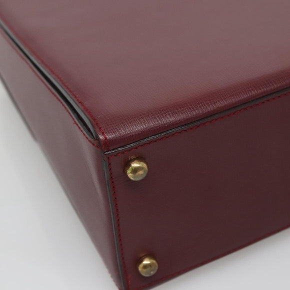 CARTIER Must Line Hand Bag Leather Bordeaux Gold Auth ki5854