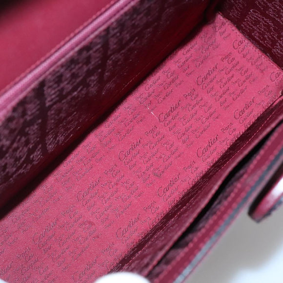 CARTIER Must Line Hand Bag Leather Bordeaux Gold Auth ki5854