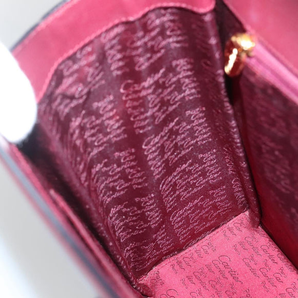 CARTIER Must Line Hand Bag Leather Bordeaux Gold Auth ki5854