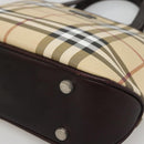 BURBERRY Nova Check Hand Bag PVC Beige Silver Auth ki5862-2