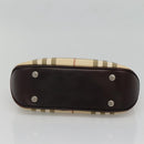 BURBERRY Nova Check Hand Bag PVC Beige Silver Auth ki5862-22