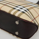 BURBERRY Nova Check Hand Bag PVC Beige Silver Auth ki5862-4