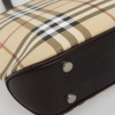 BURBERRY Nova Check Hand Bag PVC Beige Silver Auth ki5862-5