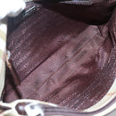 BURBERRY Nova Check Hand Bag PVC Beige Silver Auth ki5862-8