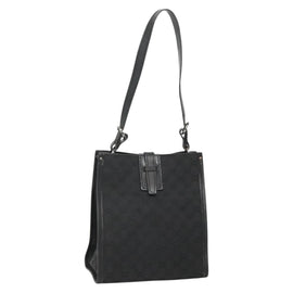 GUCCI GG Canvas Shoulder Bag Black Silver 110292 Auth ki5866