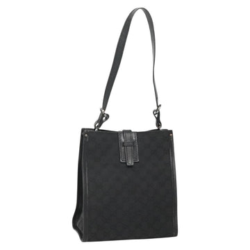 GUCCI GG Canvas Shoulder Bag Black Silver 110292 Auth ki5866