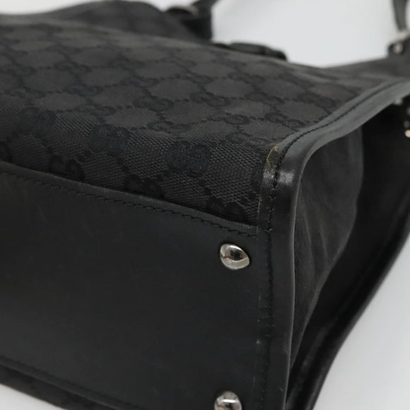 GUCCI GG Canvas Shoulder Bag Black Silver 110292 Auth ki5866