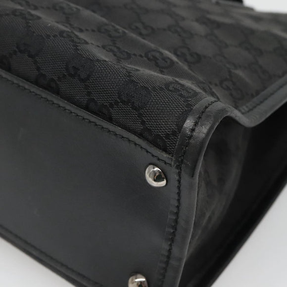 GUCCI GG Canvas Shoulder Bag Black Silver 110292 Auth ki5866