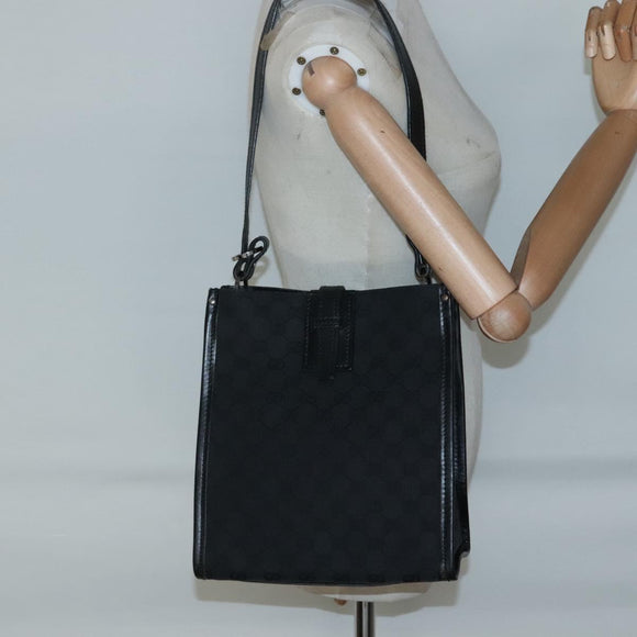GUCCI GG Canvas Shoulder Bag Black Silver 110292 Auth ki5866