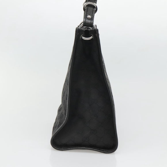 GUCCI GG Canvas Shoulder Bag Black Silver 110292 Auth ki5866