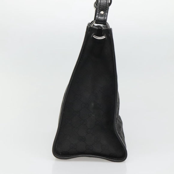 GUCCI GG Canvas Shoulder Bag Black Silver 110292 Auth ki5866