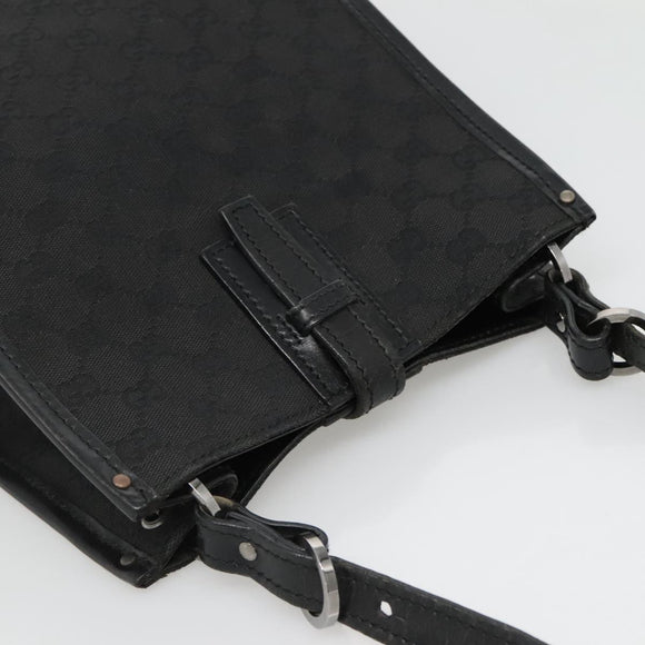 GUCCI GG Canvas Shoulder Bag Black Silver 110292 Auth ki5866