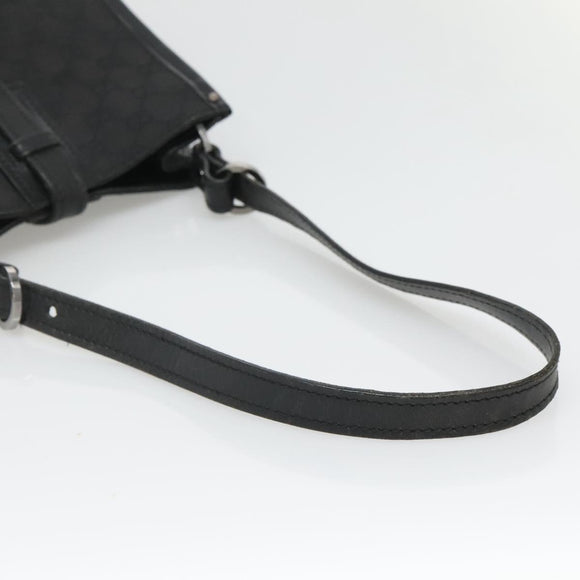 GUCCI GG Canvas Shoulder Bag Black Silver 110292 Auth ki5866
