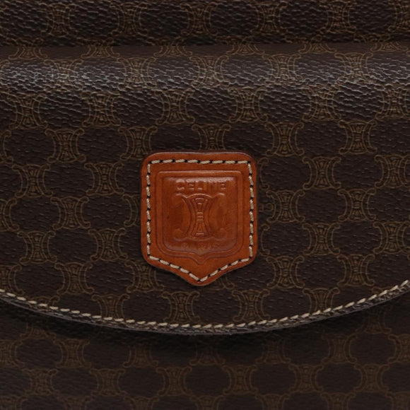 CELINE Macadam Canvas Hand Bag PVC Leather Brown Gold Auth ki5869