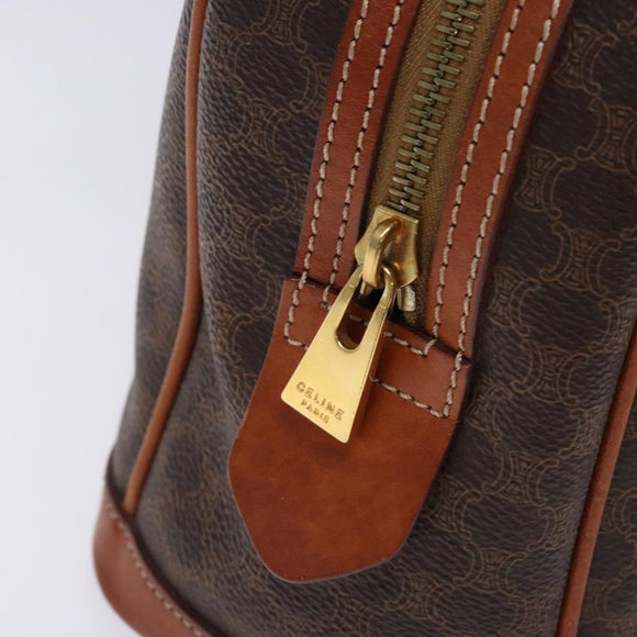 CELINE Macadam Canvas Hand Bag PVC Leather Brown Gold Auth ki5869