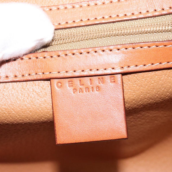 CELINE Macadam Canvas Hand Bag PVC Leather Brown Gold Auth ki5869
