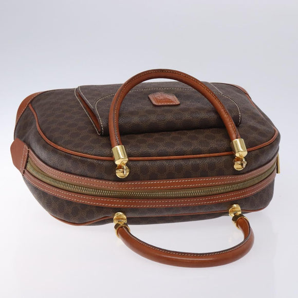 CELINE Macadam Canvas Hand Bag PVC Leather Brown Gold Auth ki5869