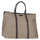 GUCCI GG Supreme Tote Bag PVC Brown Gold 201482 Auth ki5870A-1