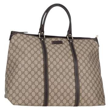 GUCCI GG Supreme Tote Bag PVC Brown Gold 201482 Auth ki5870A