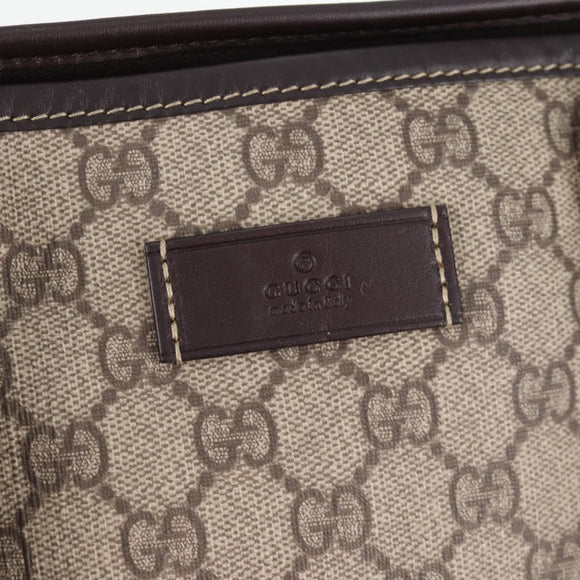 GUCCI GG Supreme Tote Bag PVC Brown Gold 201482 Auth ki5870A