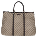 GUCCI GG Supreme Tote Bag PVC Brown Gold 201482 Auth ki5870A-13