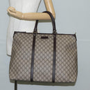 GUCCI GG Supreme Tote Bag PVC Brown Gold 201482 Auth ki5870A-23