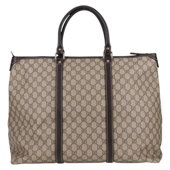 GUCCI GG Supreme Tote Bag PVC Brown Gold 201482 Auth ki5870A