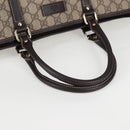 GUCCI GG Supreme Tote Bag PVC Brown Gold 201482 Auth ki5870A-7