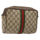 GUCCI GG Supreme Web Sherry Line Clutch Bag PVC Beige Red 89 01 012 Auth ki5874-1