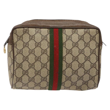 GUCCI GG Supreme Web Sherry Line Clutch Bag PVC Beige Red 89 01 012 Auth ki5874 - 0