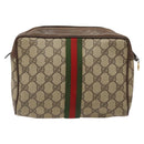 GUCCI GG Supreme Web Sherry Line Clutch Bag PVC Beige Red 89 01 012 Auth ki5874-3