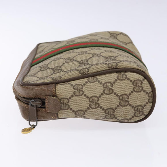 GUCCI GG Supreme Web Sherry Line Clutch Bag PVC Beige Red 89 01 012 Auth ki5874