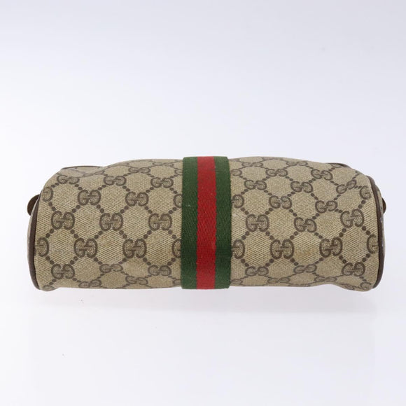 GUCCI GG Supreme Web Sherry Line Clutch Bag PVC Beige Red 89 01 012 Auth ki5874