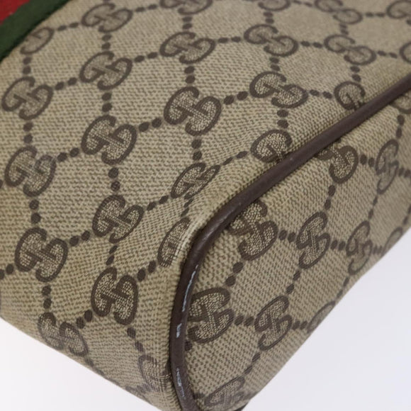 GUCCI GG Supreme Web Sherry Line Clutch Bag PVC Beige Red 89 01 012 Auth ki5874