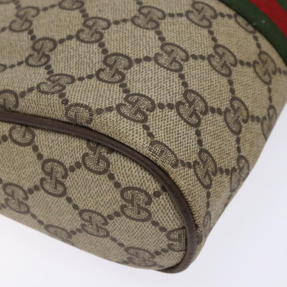 GUCCI GG Supreme Web Sherry Line Clutch Bag PVC Beige Red 89 01 012 Auth ki5874