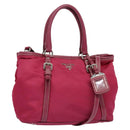 PRADA Tote Bag Nylon 2way Pink Silver Auth ki5875-1