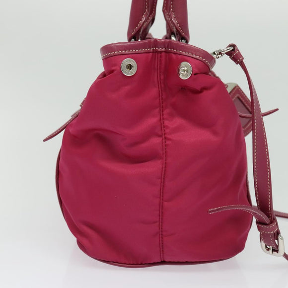 PRADA Tote Bag Nylon 2way Pink Silver Auth ki5875